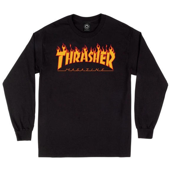 THRASHER MAGAZINE LONG SLEEVE BLACK/FLAME - Picture 1 of 4